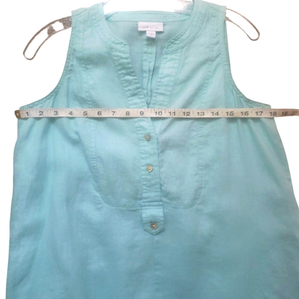 J.jill Love Linen 100% Linen Sleeveless Midi Shift Dress Light Pastel Blue VNeck - Picture 16 of 17